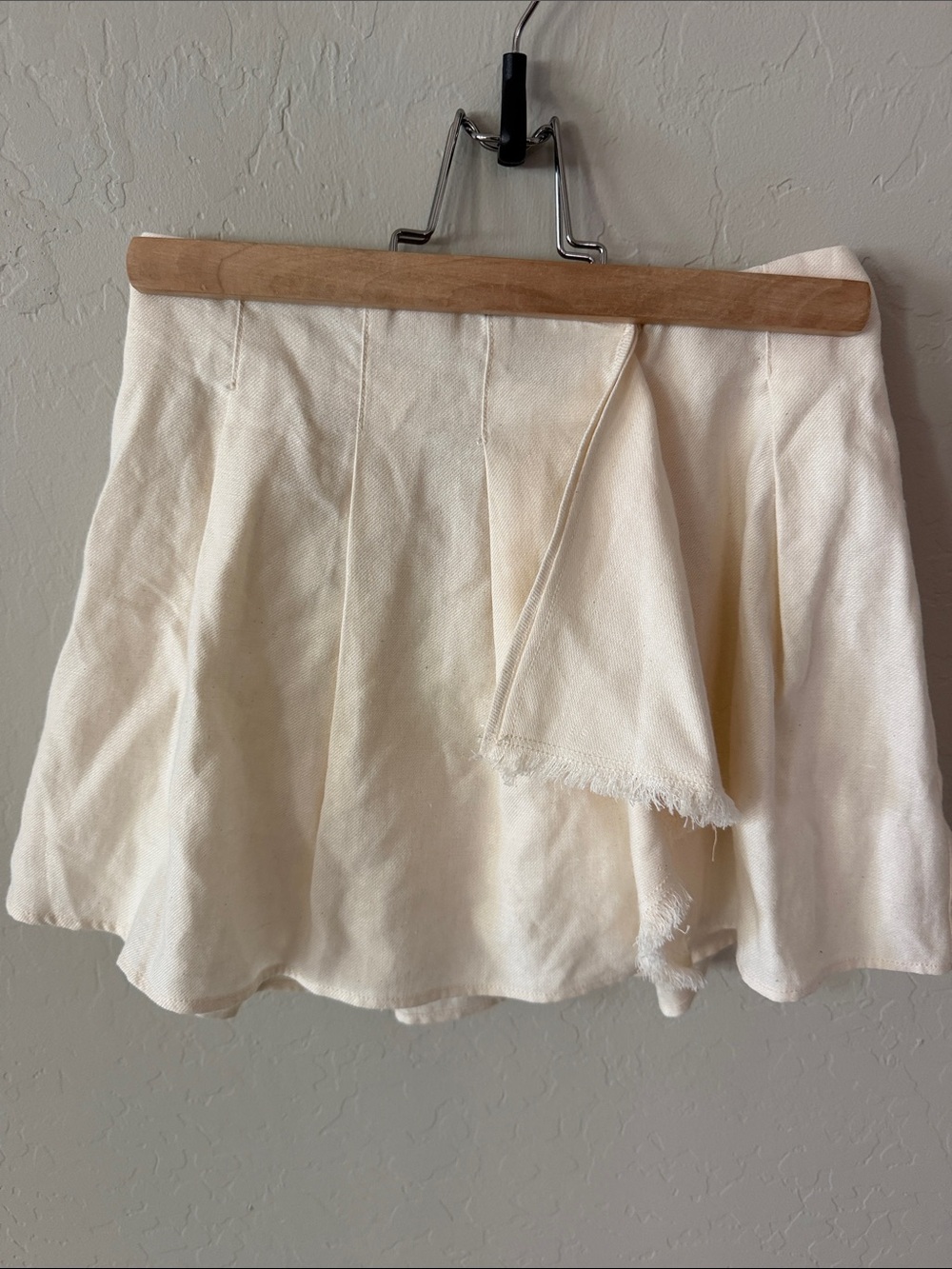 Zara Cream Circle Skirt with Frayed Detail